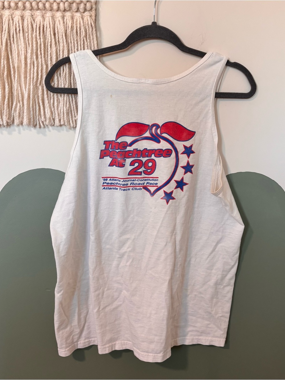 Vintage 90s White Peachtree Road Race Graphic Tank Top